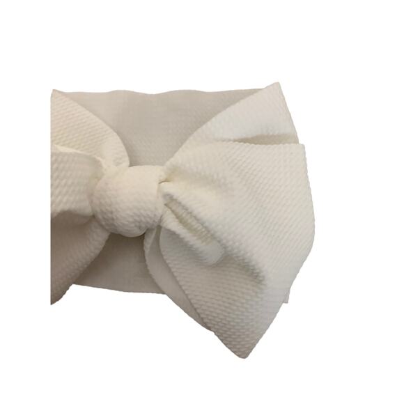 Mini‎ Prep Baby Girl's Textured Bow Headwrap white NEW - Picture 2 of 3